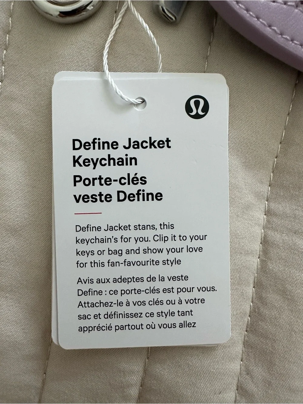 lululemon athletica Lavender Mini Jacket Keyring